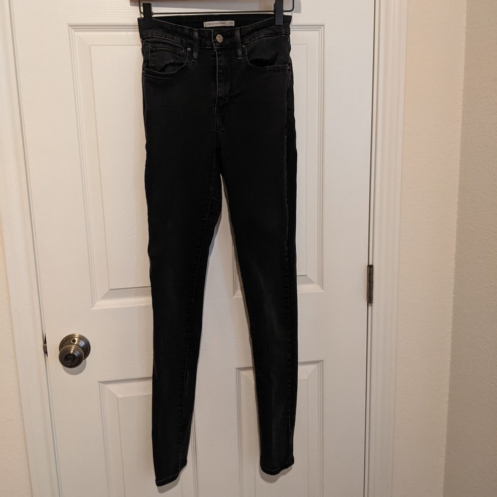 Levi's 721 High Rise Skinny Jeans Black Denim Women's Size 27 - Picture 2 of 4